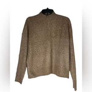 HIPPIE ROSE Mock-Neck Mixed-Stitch Sweater